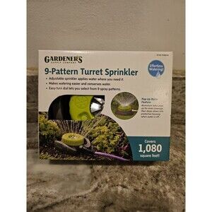 Gardeners Supply 9-Pattern Turret Sprinkler Metal Base Green 8588099 Heavy-Duty